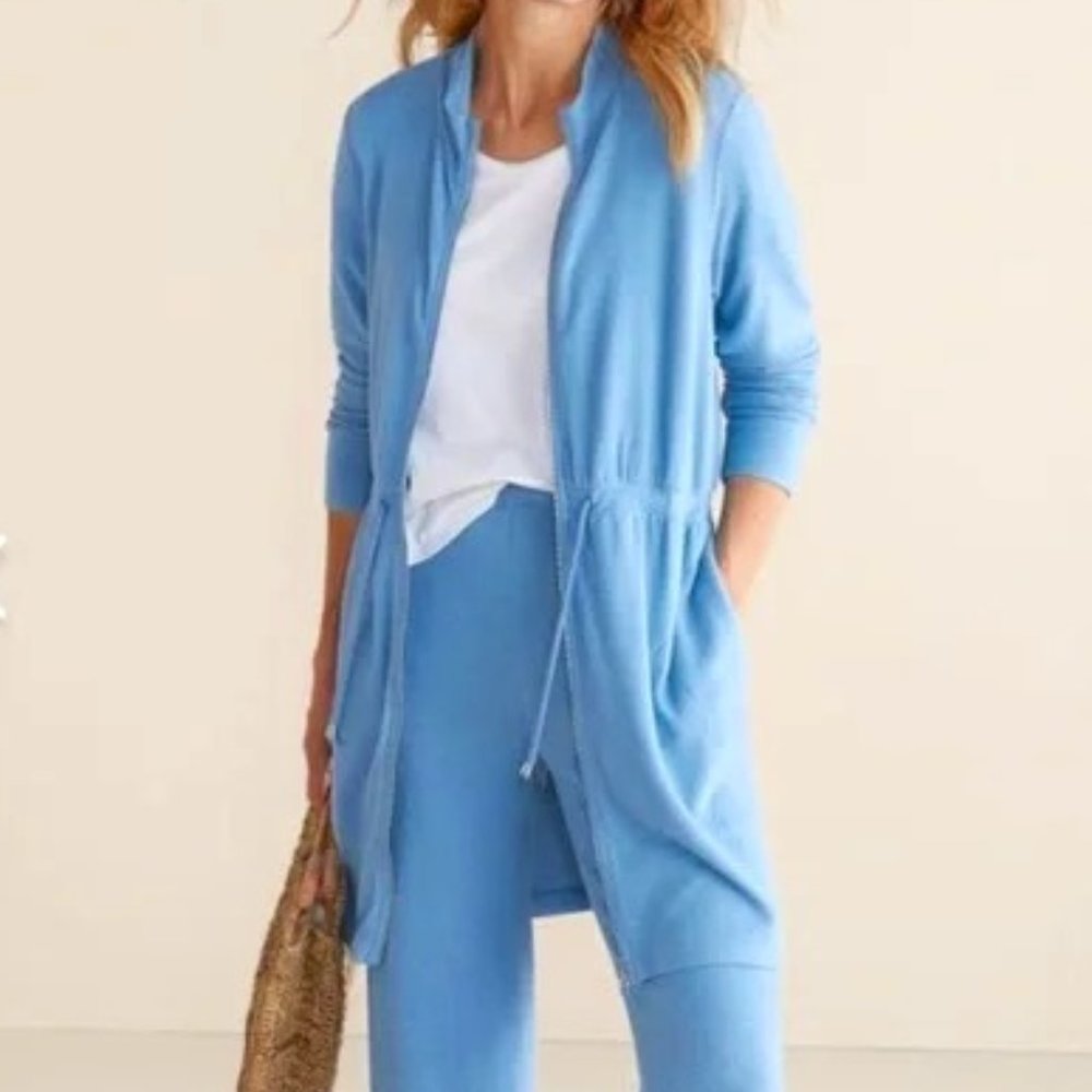 Soft Surroundings Eleve Zip Up Cardigan Jacket Hachi Sweater Knit Light Large